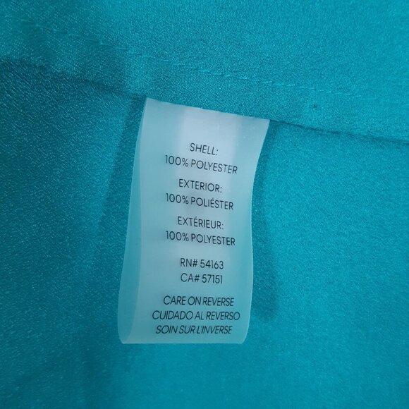 Calvin Klein Womans Button Up Top Teal Small Solid Sleeveless Collared Office - Picture 6 of 6
